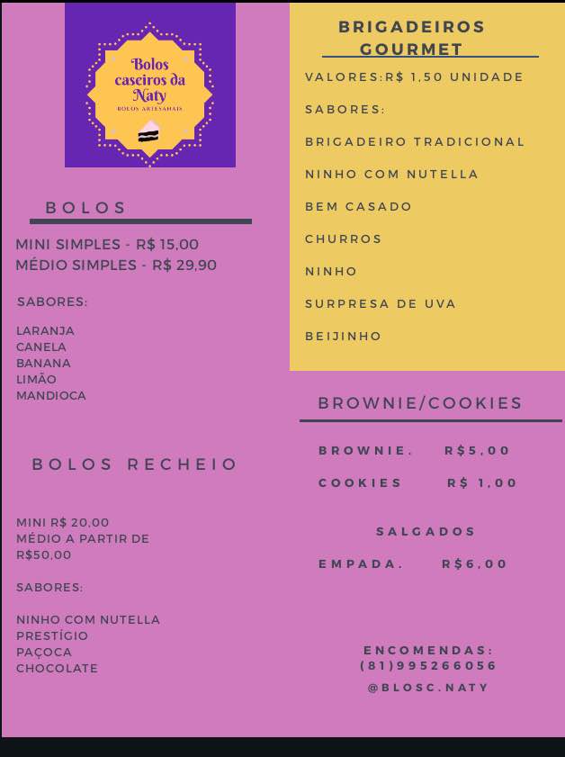 Bolos da naty